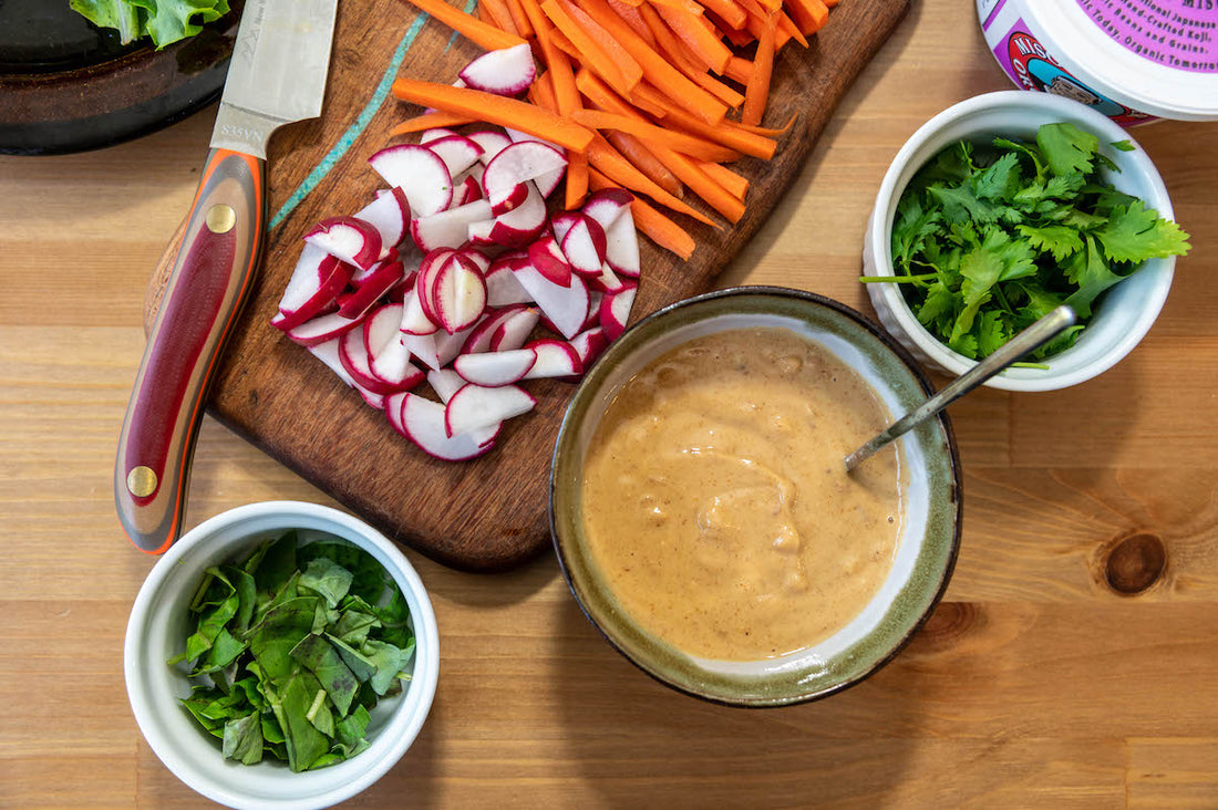 Summer Spring Rolls with Miso Peanut Sauce
