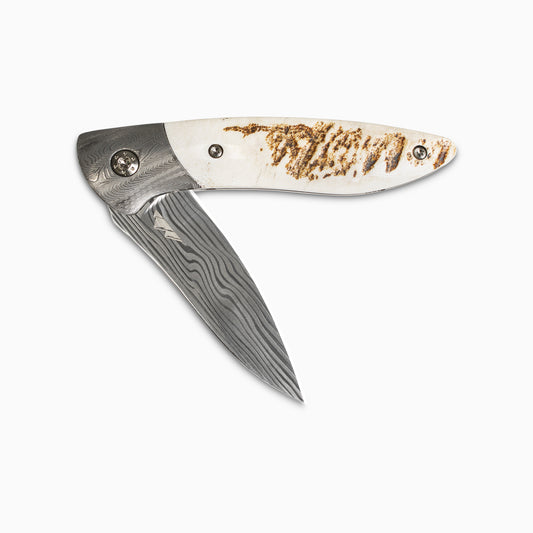 Glory Folder Semi-Custom #251 Elk Antler - Spirograph Damascus - Thor Damasteel