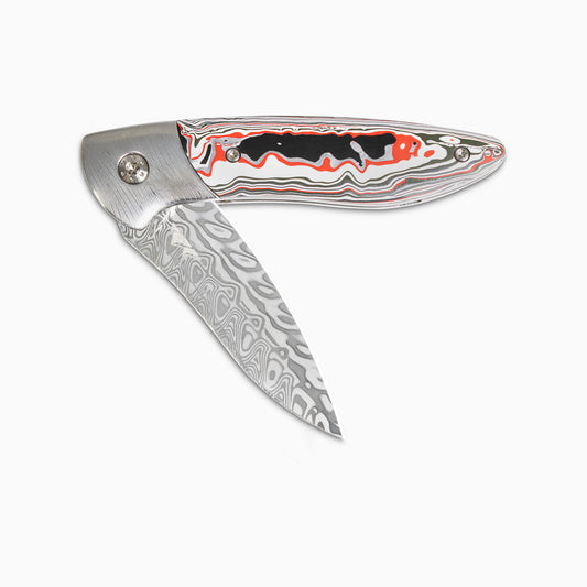 Glory Folder Semi-Custom #253 Detroit Agate - Herringbone Damascus - Aegiri Damasteel