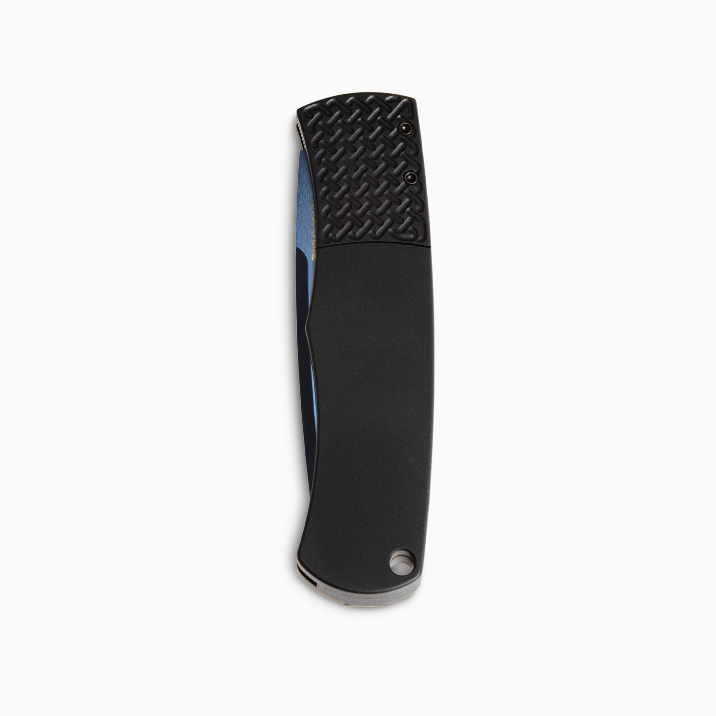 Pro-Tech Whiskers BR-1 SB | Black Handle w/ Patterned Bolster + Sapphire Blue 154-CM Blade