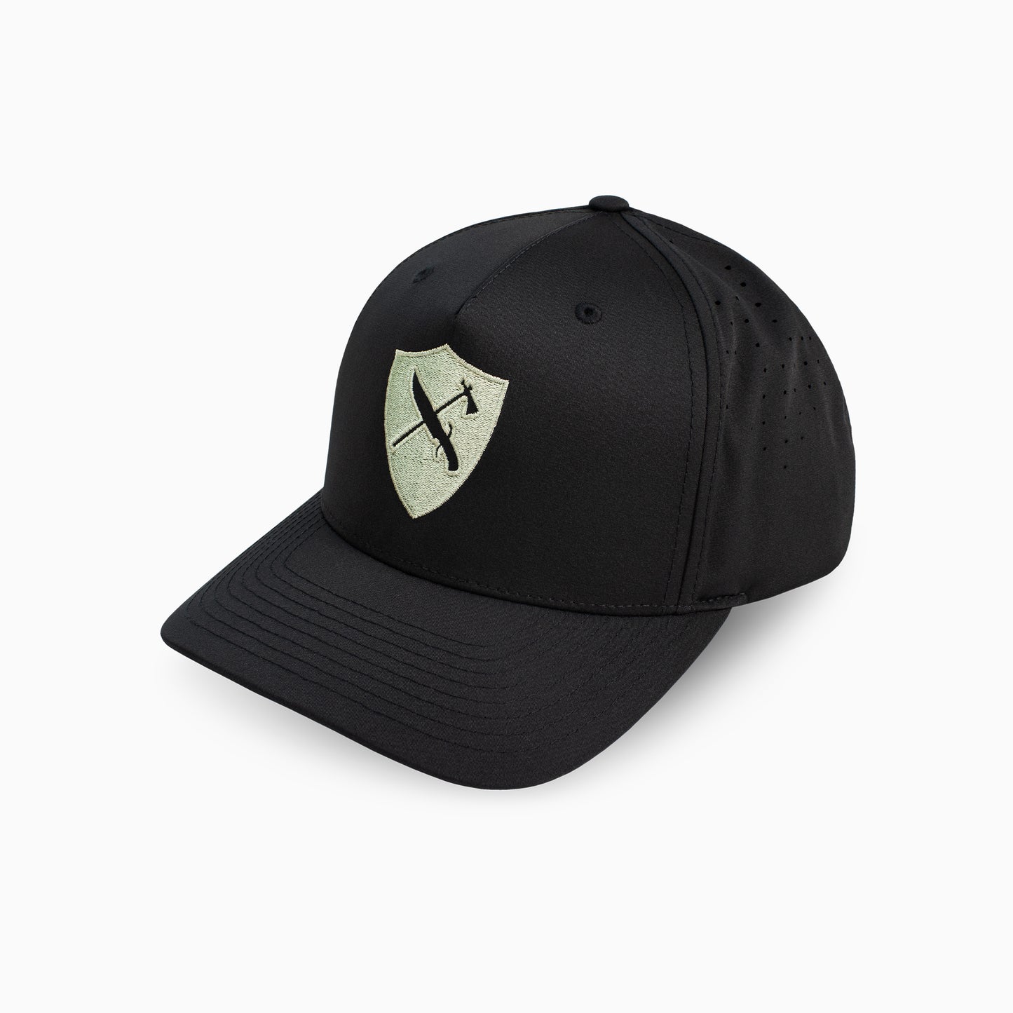Black Perforated Hat | Sage Shield Logo