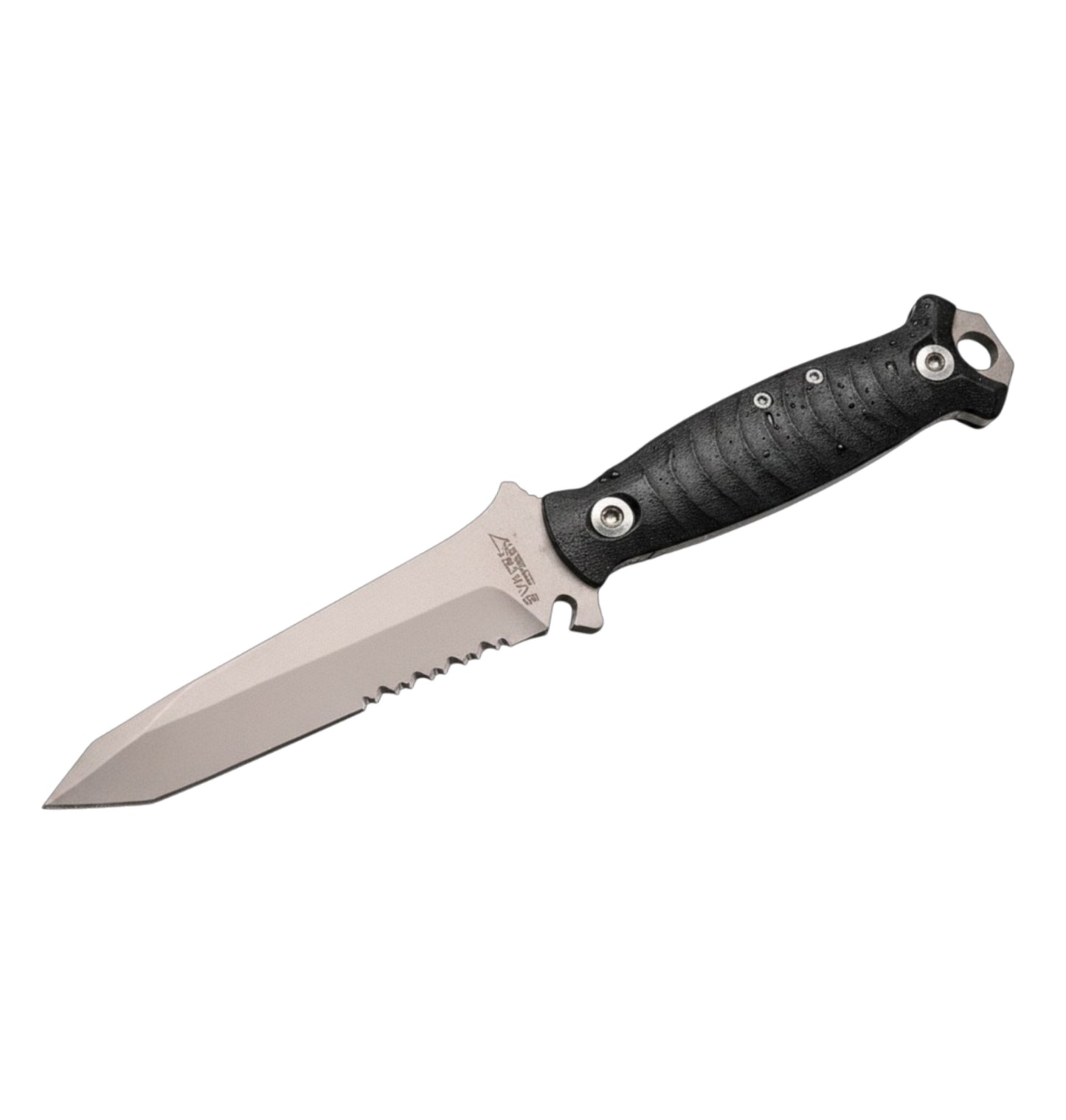 Half Face Blades Dive Knife Tanto | Fiberglass Shred Carbon Textured Handle + Steel Grey Cerakote S45VN Blade