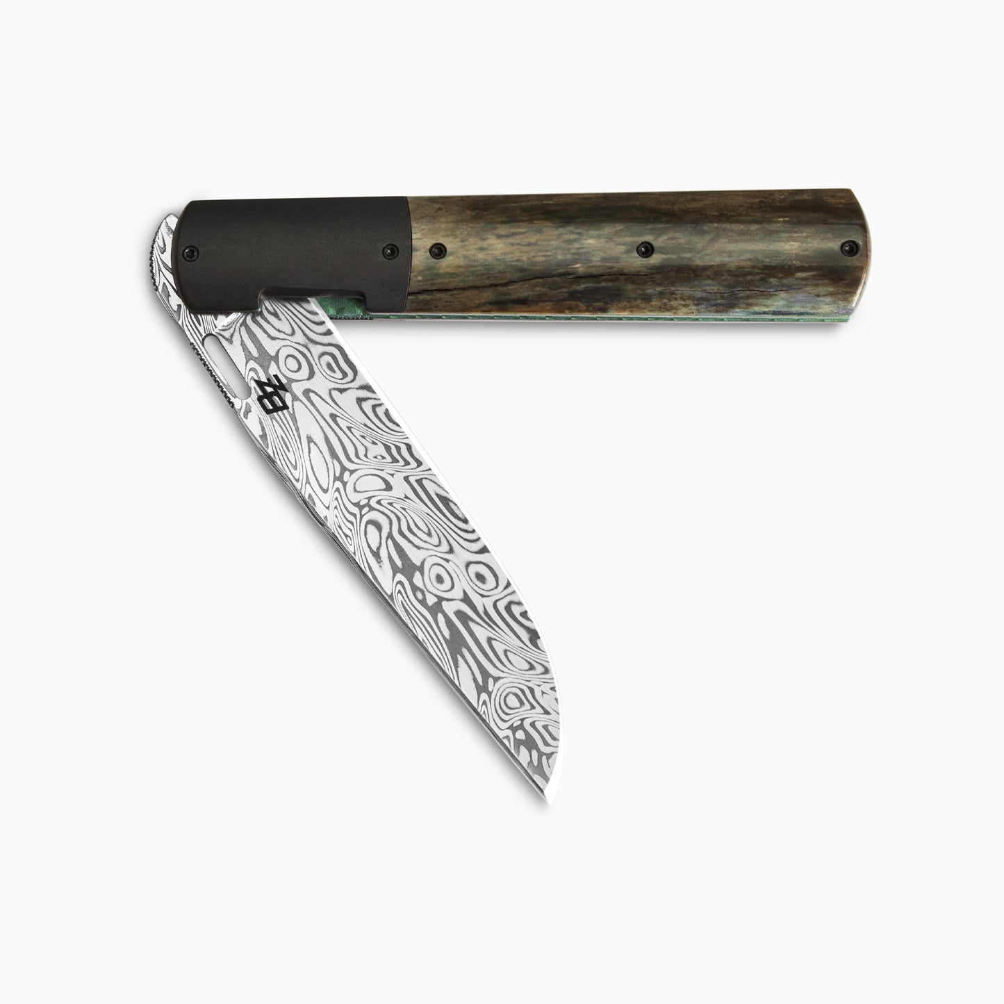 Brad Zinker | Custom Urban Barlow 3.5 Damasteel Front Flipper w/ Mammoth Ivory Scales & Zirc Bolsters