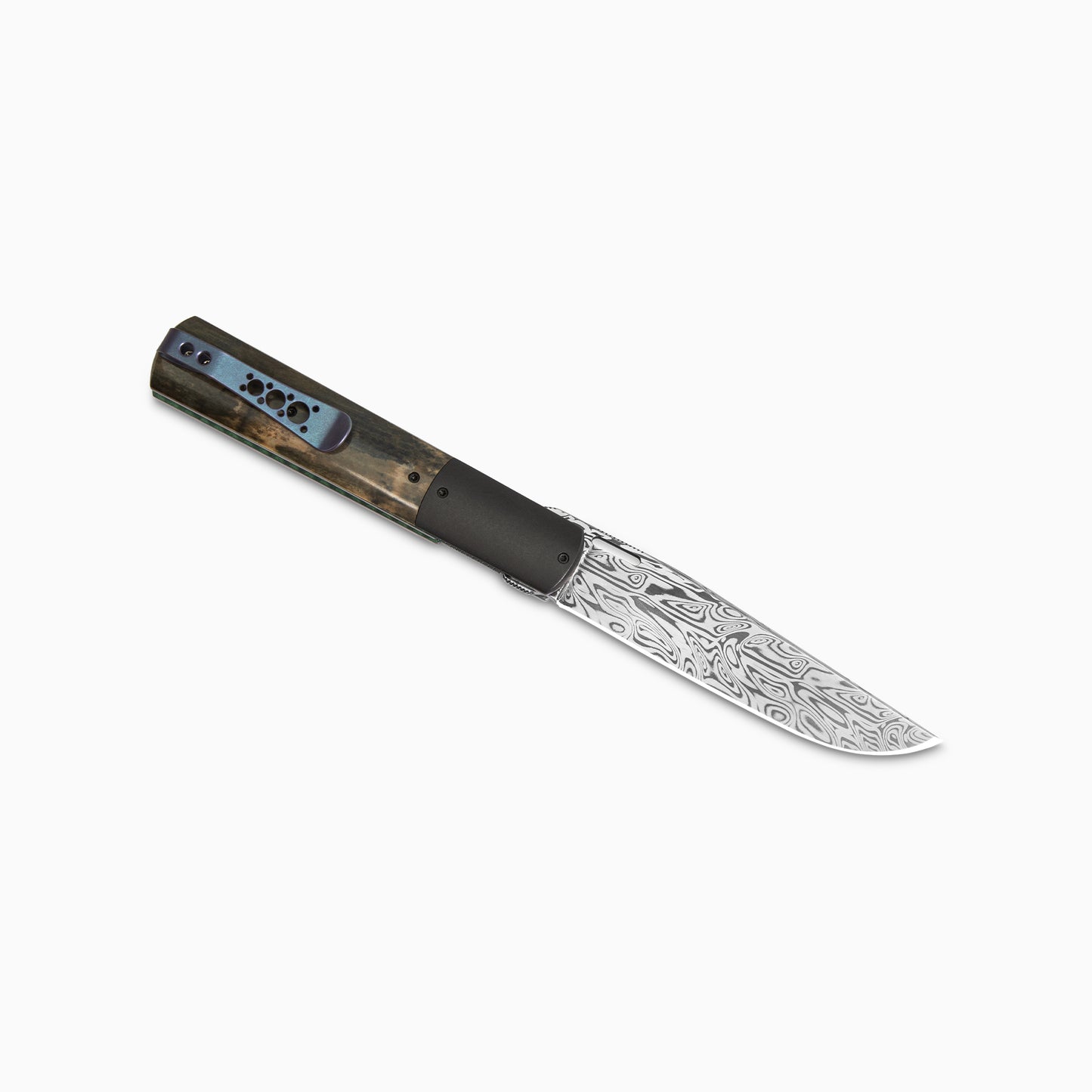 Brad Zinker | Custom Urban Barlow 3.5 Damasteel Front Flipper w/ Mammoth Ivory Scales & Zirc Bolsters