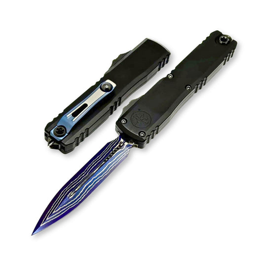 Microtech Marfione Select Ultratech Gen III | Hefted Alloy DLC Hardware/Blue Titanium + D/E Blue Baker Forge Blade