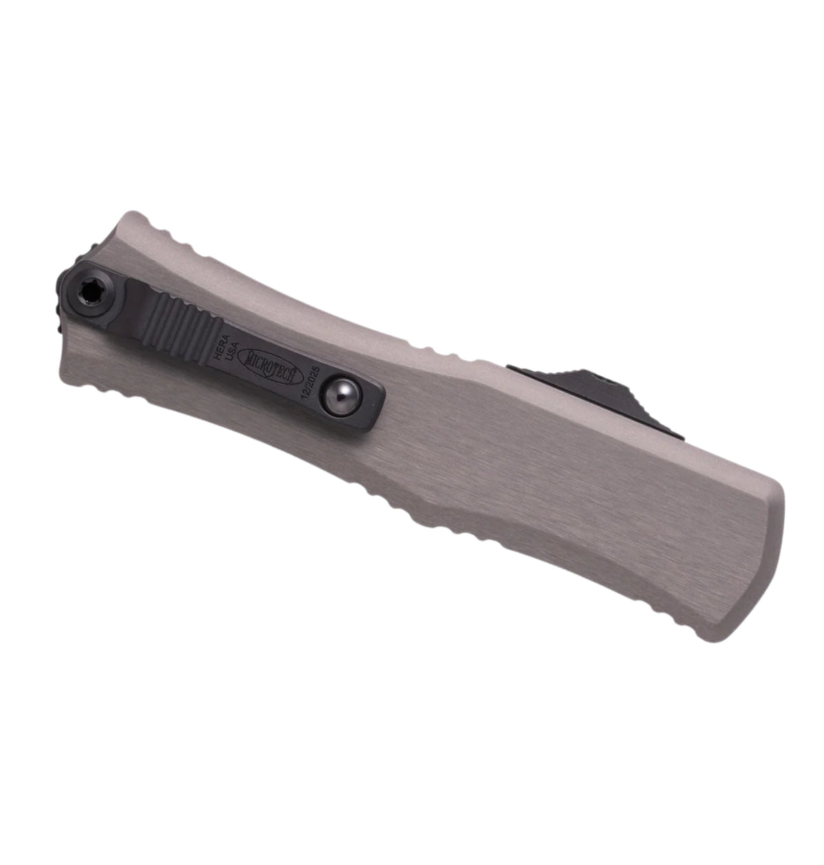 Microtech Hera II Mini 1703M-2NC | Natural Clear Handle + D/E Black Part Serrated Blade