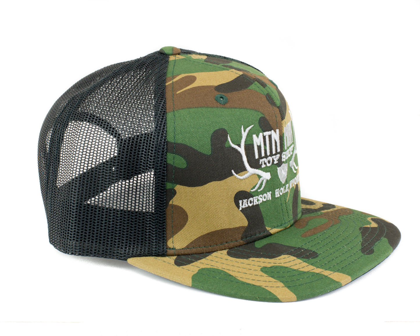 Camo Flat Brim Trucker Hat - MMTS Logo