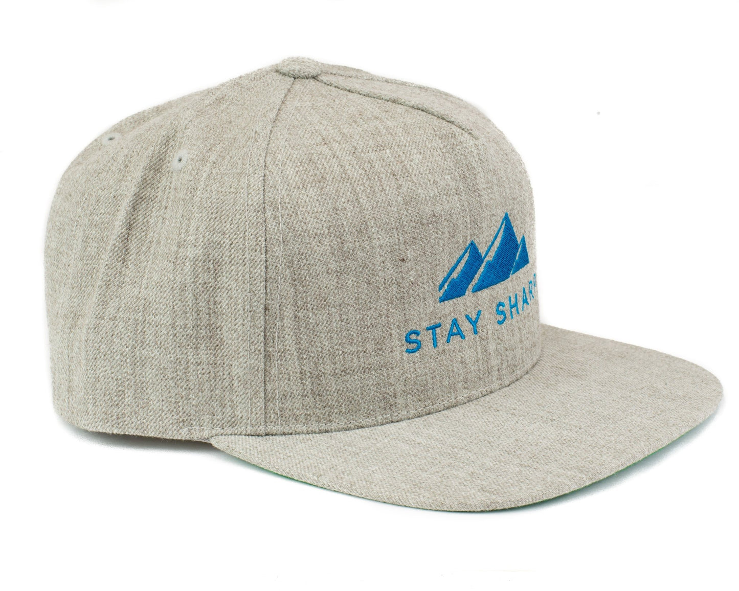 Heather Grey Flat Brim Wool Hat - Stay Sharp Logo