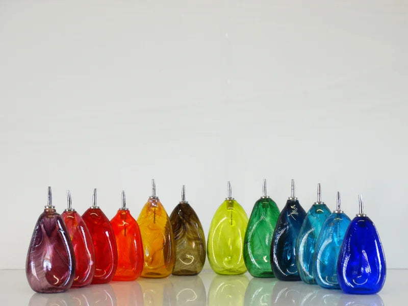 Lisa Stover - Hand Blown Glass Olive Oil Bottles - Assorted Colors