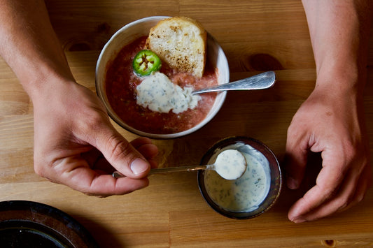 Cool it down: Chilled Gazpacho with Herby Crème Fraîche
