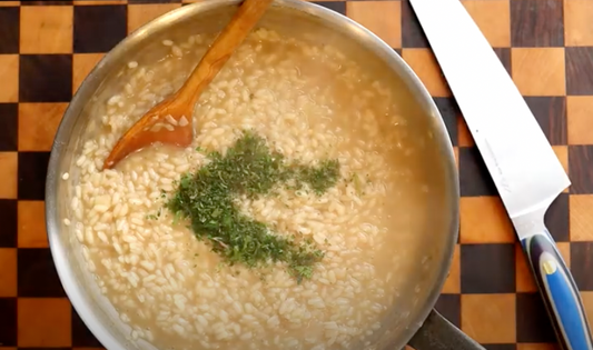 Pork Belly and Roasted Corn Risotto: Westward Ho!