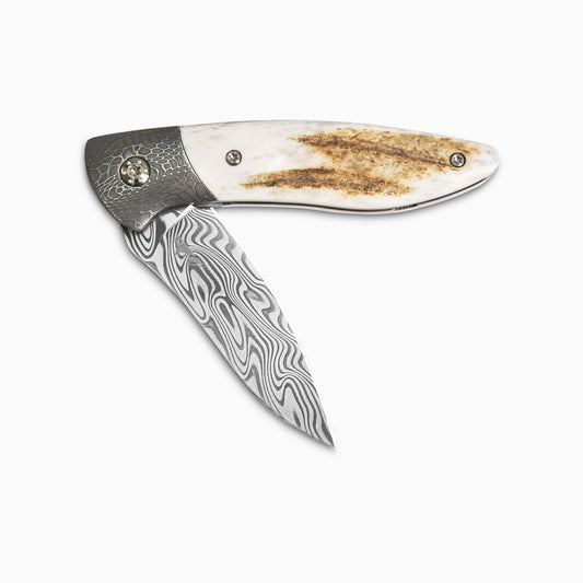 Glory Folder Semi-Custom #244 Elk Antler - Spirograph Damascus - Thor Damasteel