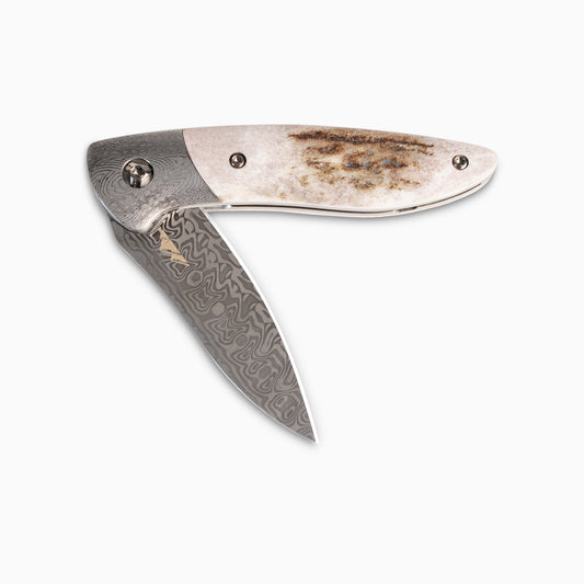Glory Folder Semi-Custom #284 Elk Antler - Sharktooth Damascus - Aegir Damasteel