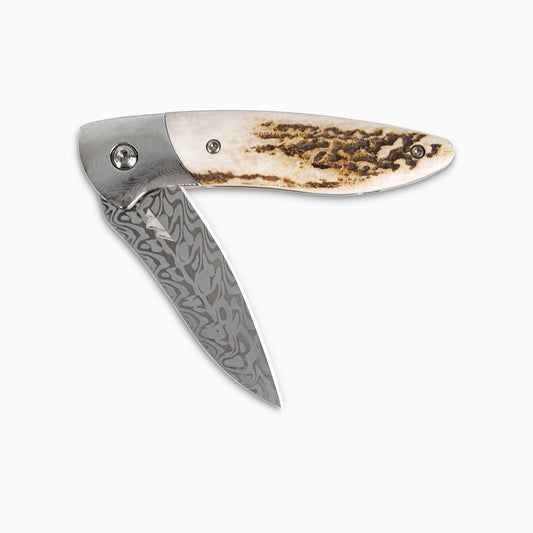 Glory Folder Semi-Custom #288 Elk Antler - Sharktooth Damascus - Aegir Damasteel