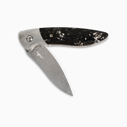 Glory Folder Semi-Custom #289 Silver Carbon Fiber - Sharktooth Damascus - Aegir Damasteel