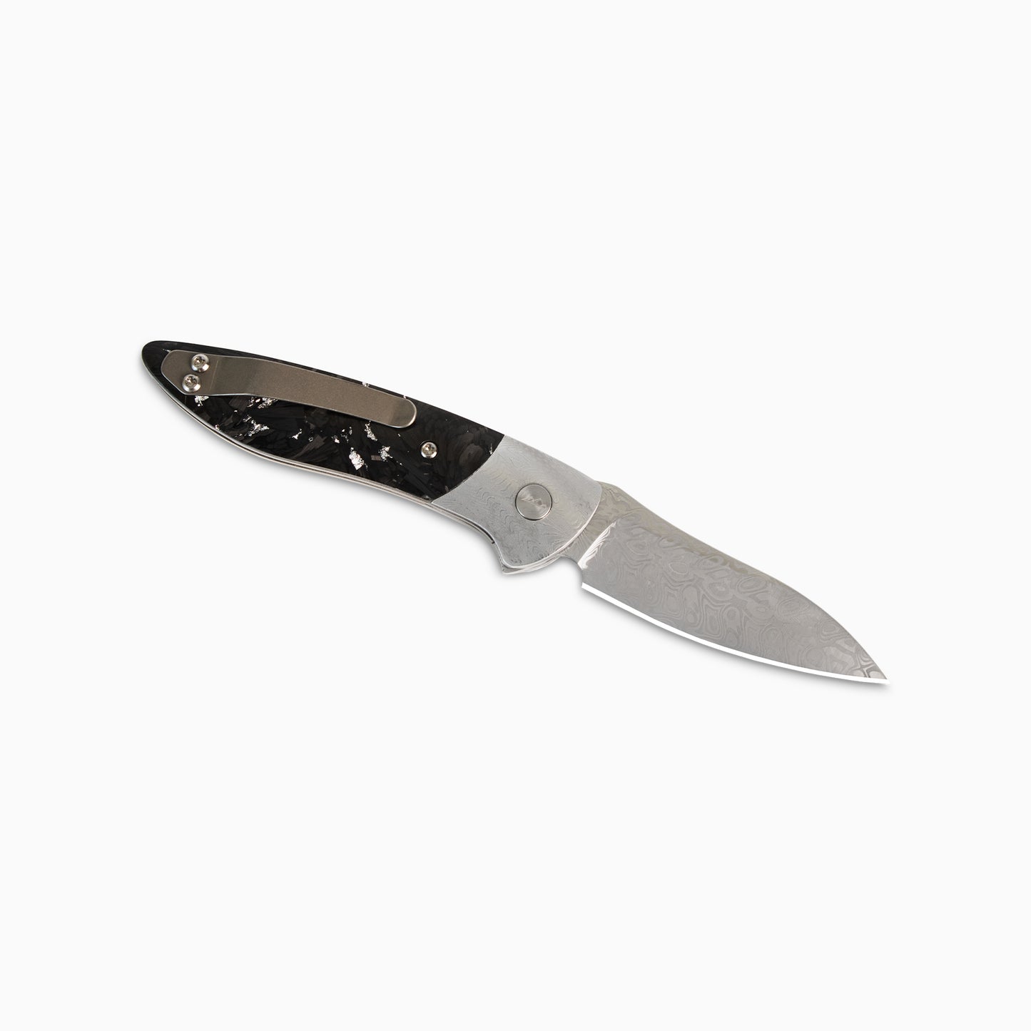 Glory Folder Semi-Custom #289 Silver Carbon Fiber - Sharktooth Damascus - Aegir Damasteel