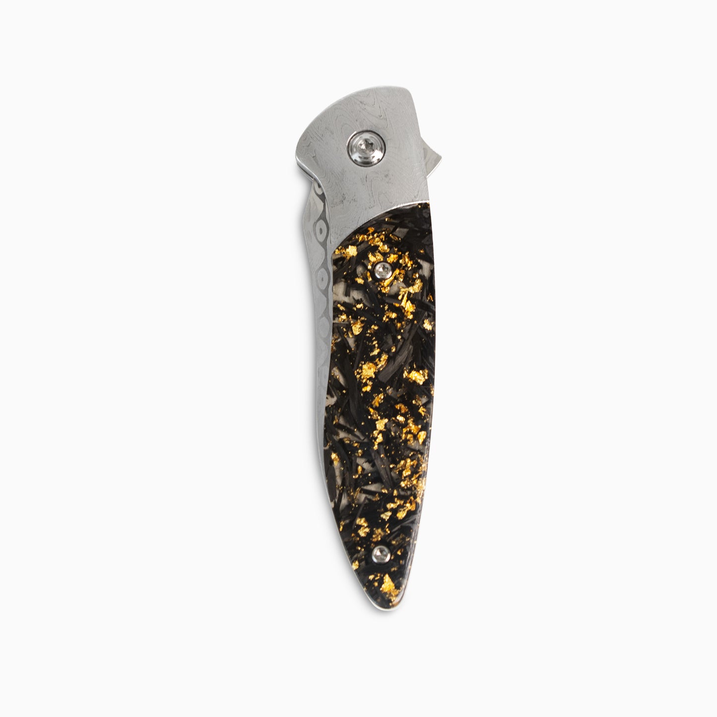 Glory Folder Semi-Custom #290 Gold Carbon Fiber - Sharktooth Damascus - Aegir Damasteel