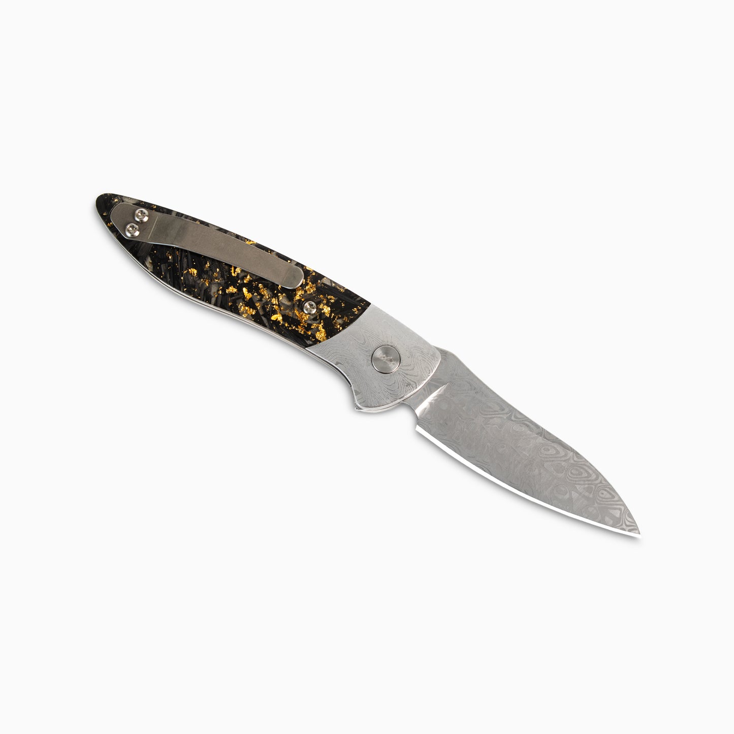Glory Folder Semi-Custom #290 Gold Carbon Fiber - Sharktooth Damascus - Aegir Damasteel