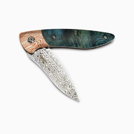 Glory Folder Semi-Custom #292 Hardwood Burl - Mokume Gane Damascus - Aegir Damasteel