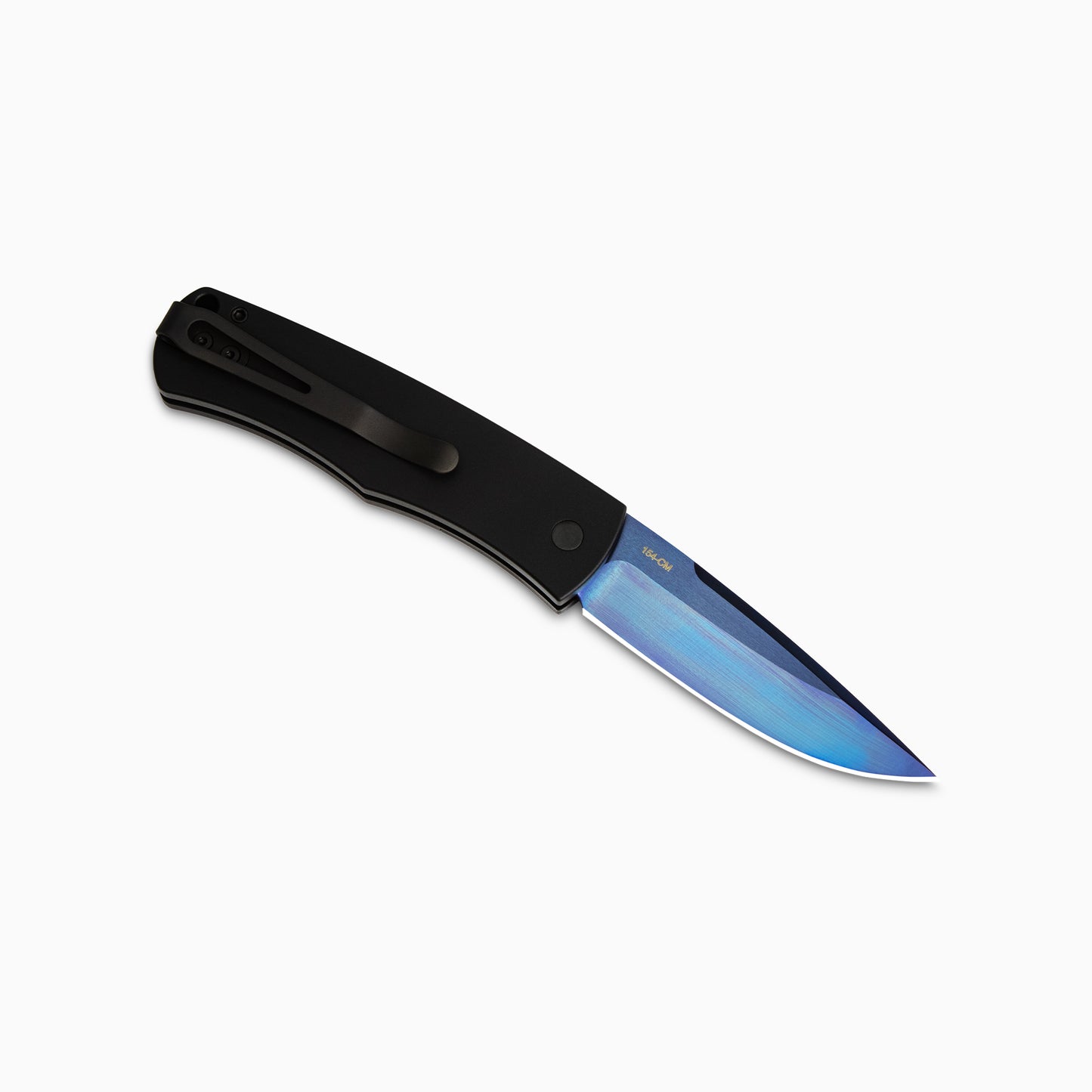 Pro-Tech Whiskers BR-1 SB | Black Handle w/ Patterned Bolster + Sapphire Blue 154-CM Blade