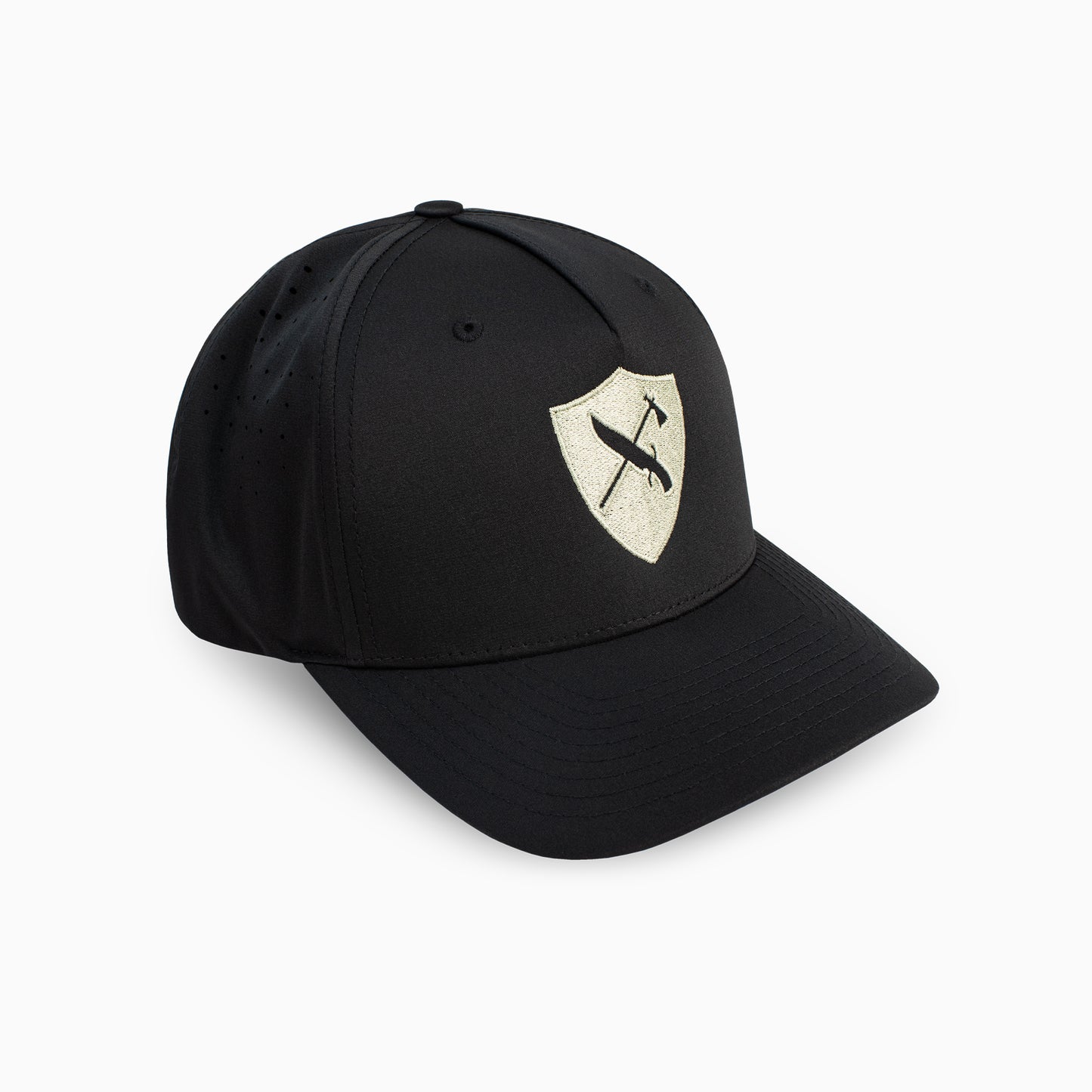 Black Perforated Hat | Sage Shield Logo