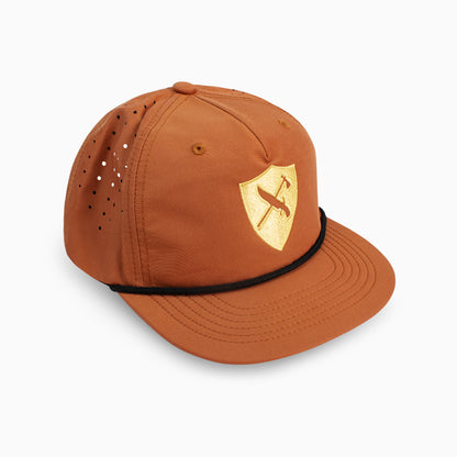 Copper Perforated Hat | Brass Shield Logo