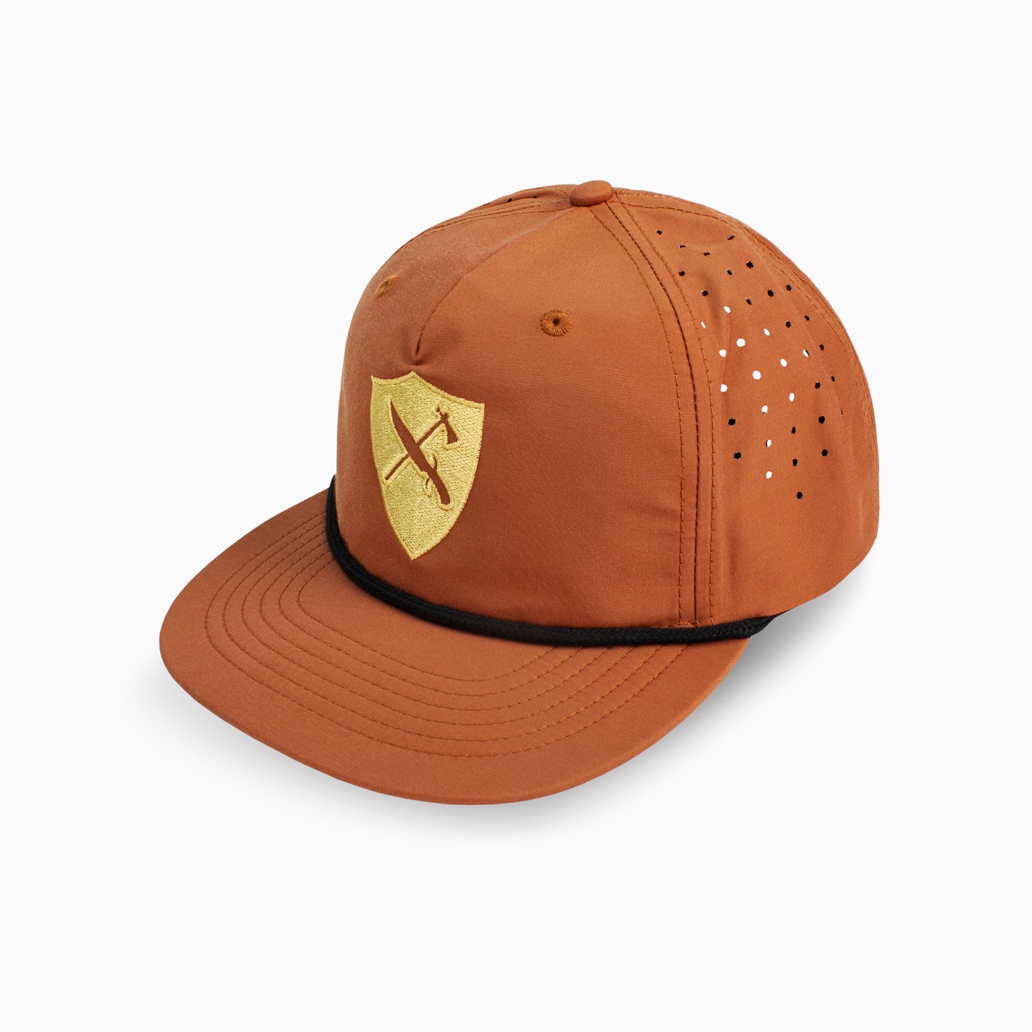 Copper Perforated Hat | Brass Shield Logo