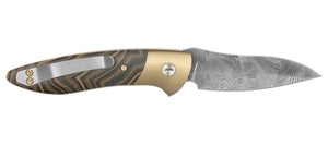 Glory Folder Semi-Custom #153 Mud Lake Micarta - Titanium - Bjorkman's Twist Damasteel