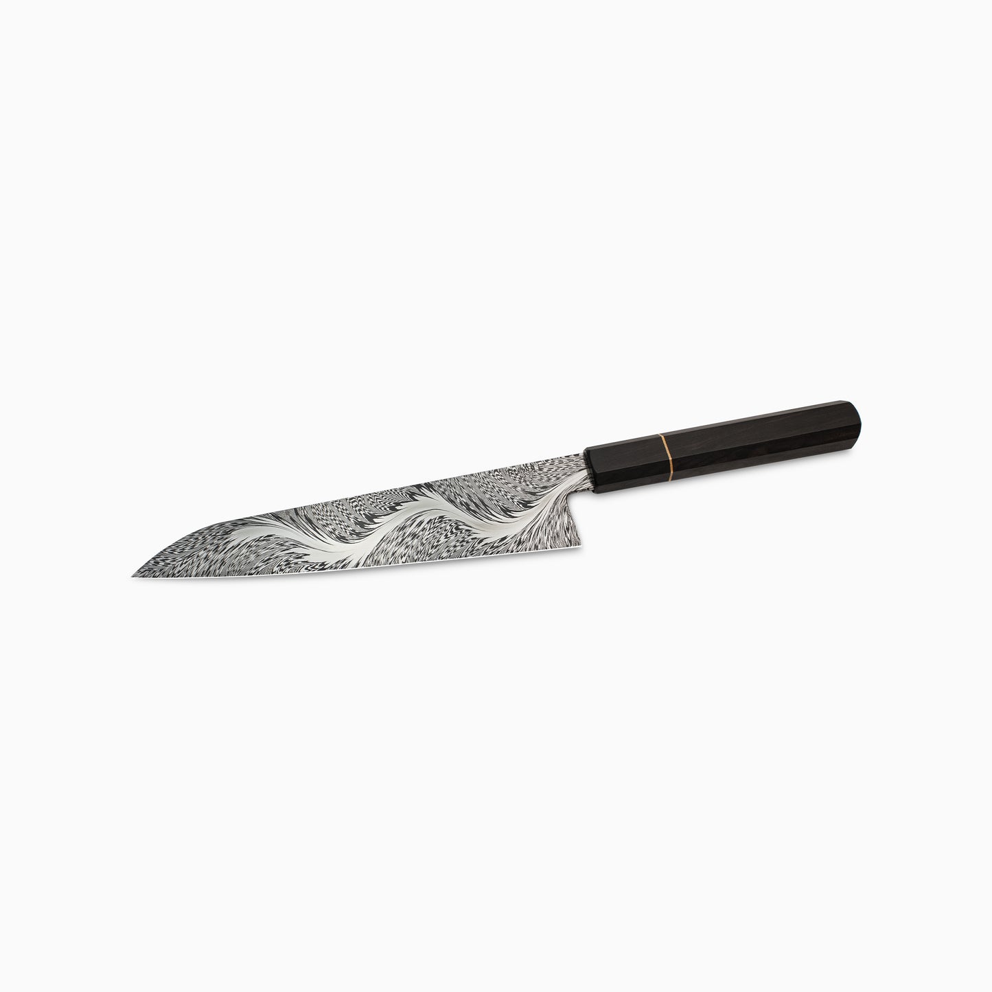 Jackson Rumble | Custom 8" Raven Feather Damascus Gyuto