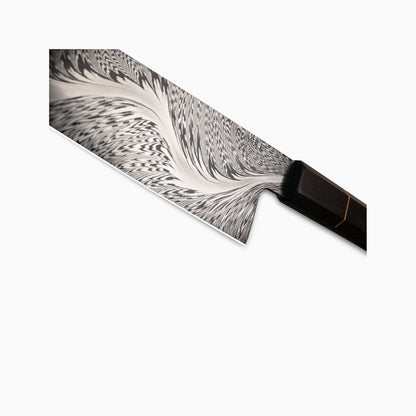 Jackson Rumble | Custom 8" Raven Feather Damascus Gyuto