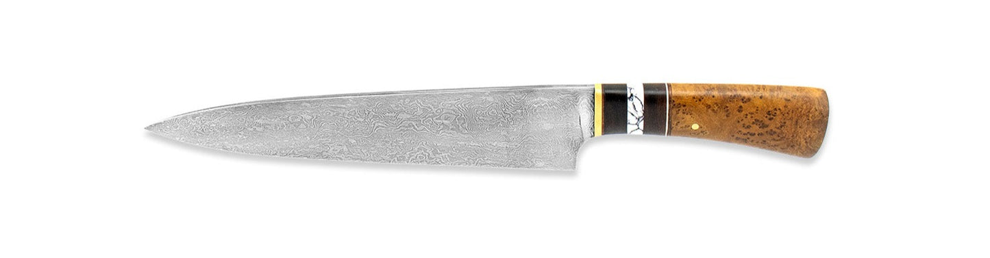 Jagged Mountain Knives/NWKW - Custom Damascus Aattümpi Puhiketün Chef Knife #023