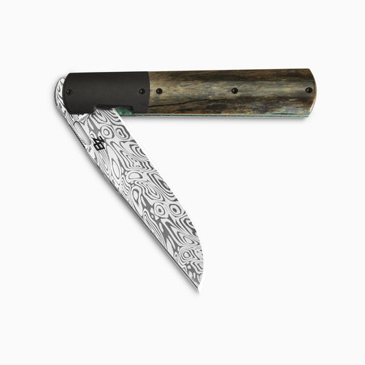 Brad Zinker | Custom Urban Barlow 3.5 Damasteel Front Flipper w/ Mammoth Ivory Scales & Zirc Bolsters