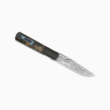 Brad Zinker | Custom Urban Barlow 3.5 Damasteel Front Flipper w/ Mammoth Ivory Scales & Zirc Bolsters