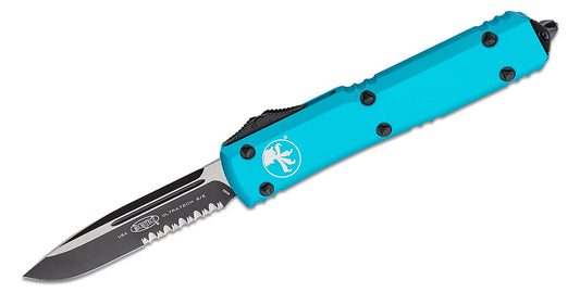 Microtech Ultratech 121-2TQ - Turquoise Handle + Black Part Serrated S/E Blade