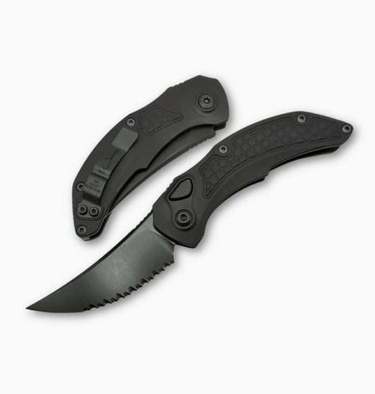 Microtech Brachial 268A-3DLCTSH | Black Handle + Full Shadow DLC Full Serrated Blade