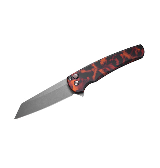 Pro-Tech Malibu 5401-DF | "Del Fuego" Anodized Handle + Stonewash Reverse Tanto Magnacut Blade