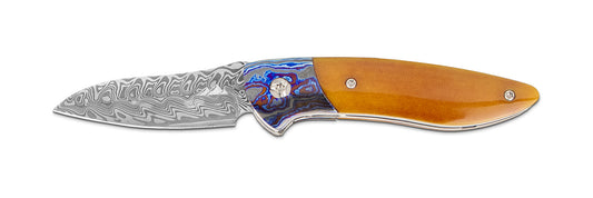 Glory Folder Semi-Custom #144 Vintage Paper Micarta - Zircuti - Aegir Damasteel