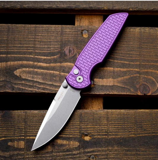 Pro-Tech TR-3 Integrity INT105-PURPLE | Purple Relic Textured Handle + Stonewash Blade