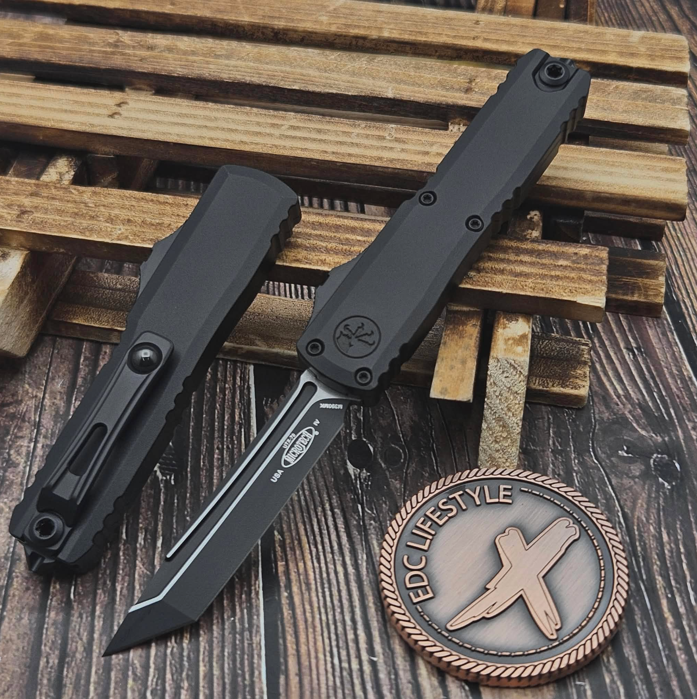 Microtech UTX-70 Gen IV 11494-1T | Black Tactical Handle + T/E Black Blade