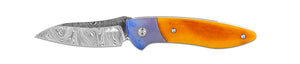 Glory Folder Semi-Custom #157 Vintage Paper Micarta - Titanium - Bjorkman's Twist Damasteel