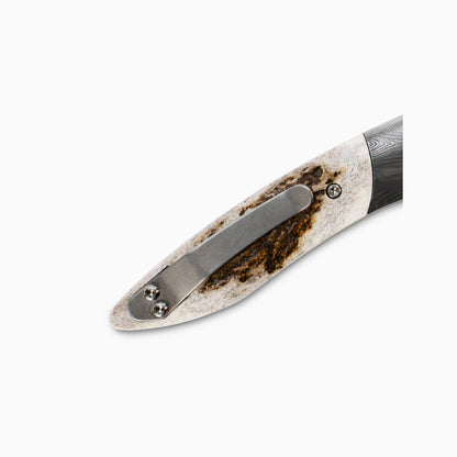 Glory Folder Semi-Custom #239 Elk Antler - Ladder Damascus - Thor Damasteel