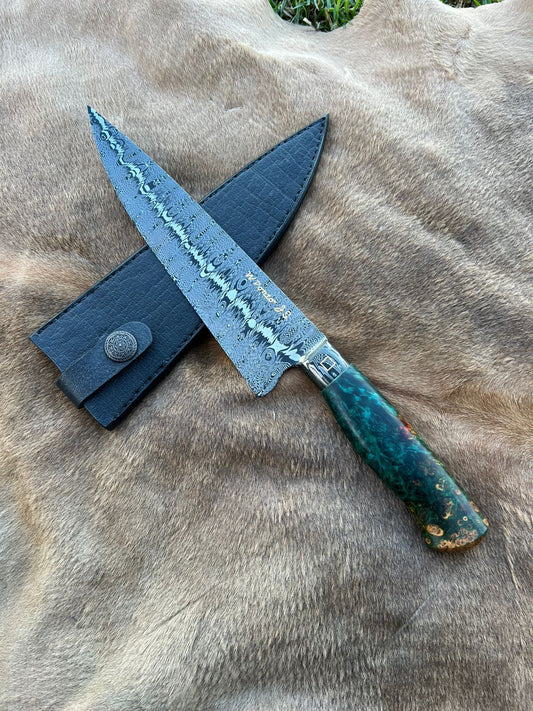 William Porto | Custom 7" Damascus Integral Chef Knife