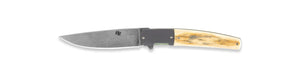 Brad Zinker - Custom 3.5" Damascus Swayfront Flipper Knife w/ Mammoth Ivory Scales