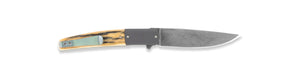 Brad Zinker - Custom 3.5" Damascus Swayfront Flipper Knife w/ Mammoth Ivory Scales