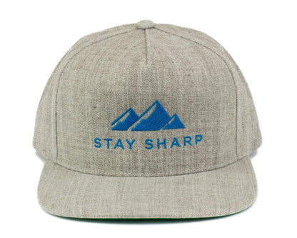 Heather Grey Flat Brim Wool Hat - Stay Sharp Logo