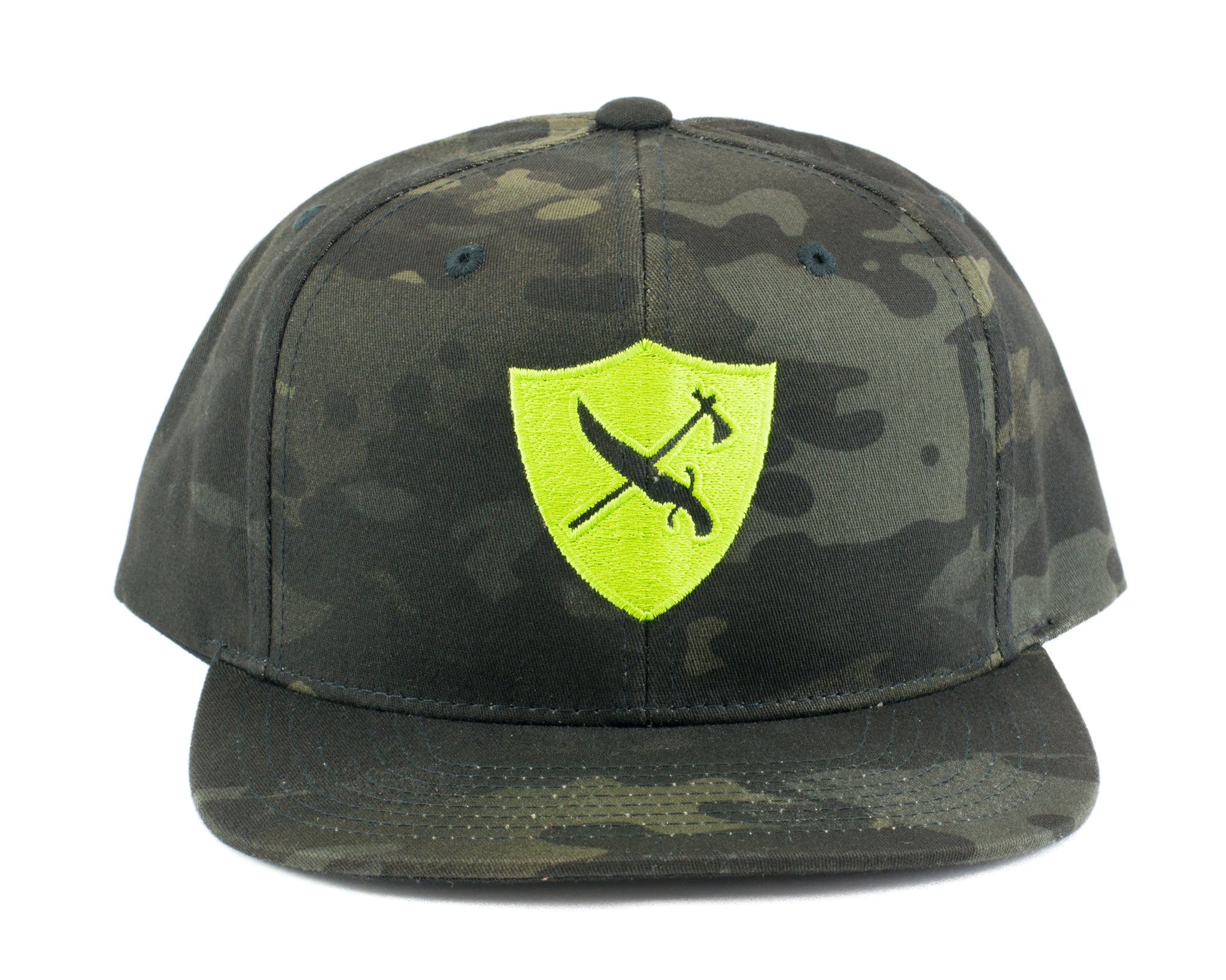 MMTS Flat Shop Shield Toy Hat Black MAN MTN - - Brim Multicam Lime