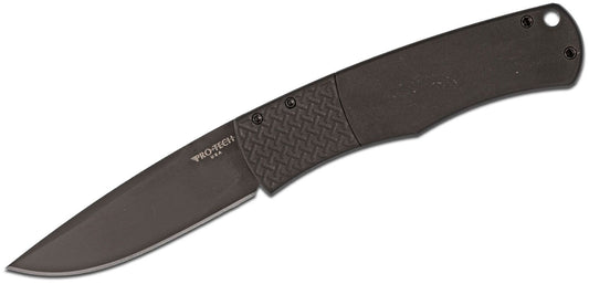 Pro-Tech Whiskers BR-1.7 | Black Handle w/ Patterned Bolster + DLC 154-CM Blade