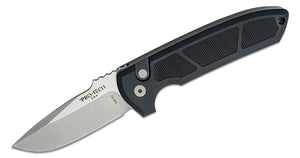 Pro-Tech Rockeye Auto LG305 - Textured Black Handle + Stonewash Blade