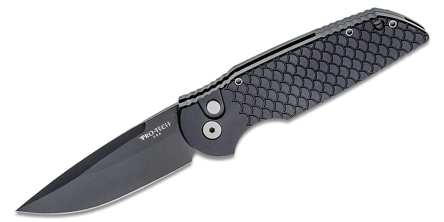 Pro-Tech TR-3-X1 - Black Blade + Black Fish Scale Handle + No Safety