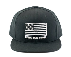 Black Flat Brim Hat - Public Land Owner